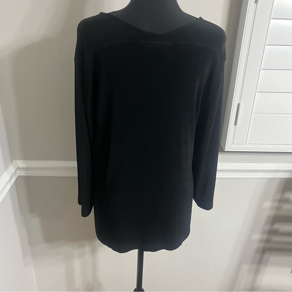 Travelers by Chicos black 3/4 sleeve top size 3 liquid fabric wrinkle resistant - Picture 5 of 6